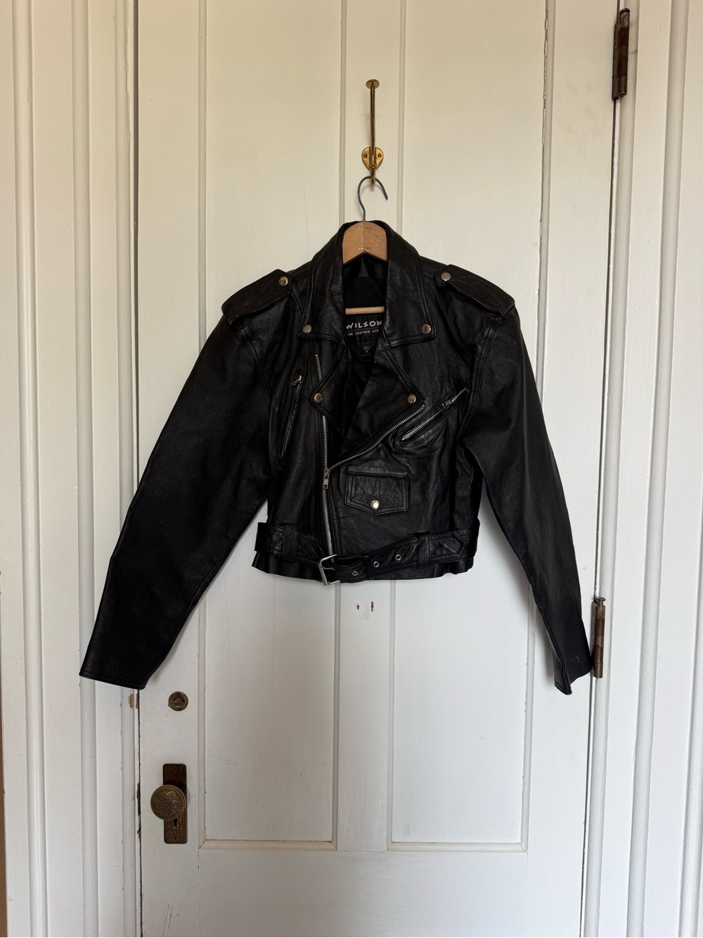 Wilsons Leather Black Cropped Motorcycle Jacket